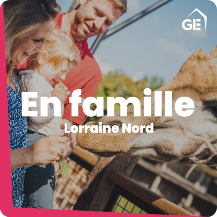 Famille nourrissant une girafe en Lorraine Nord