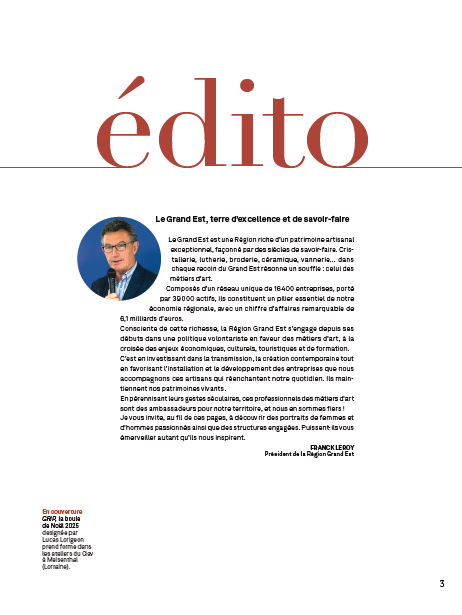 Page éditoriale sur le savoir-faire artisanal du Grand Est.