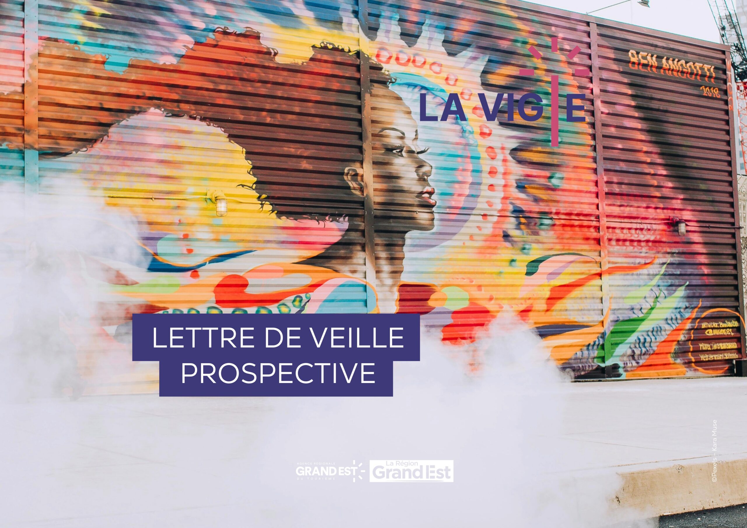Fresque colorée avec titre Lettre de veille prospective